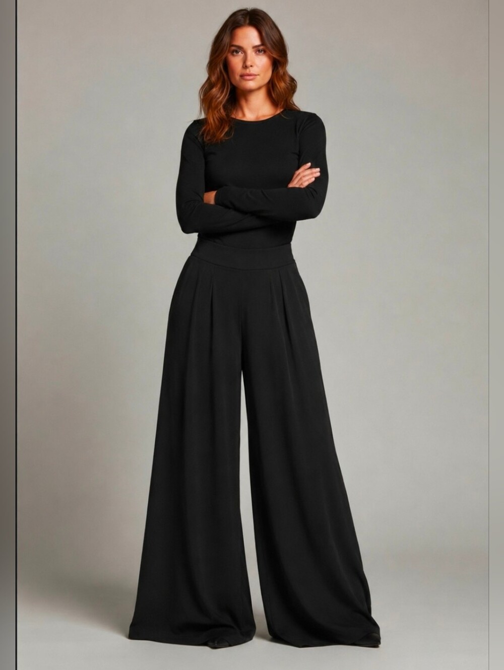 Batik Brand Wide Leg Palazzo Pants EU 38 Black Flowing Draped Trousers Size 4